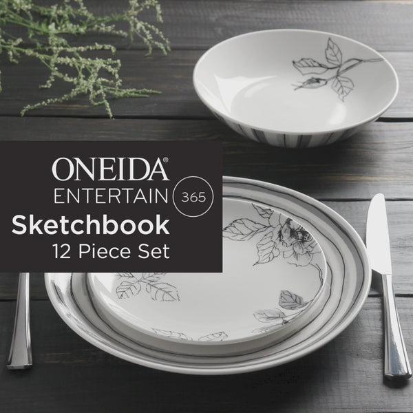 Sketchbook 12 Piece Dinnerware Set – Oneida