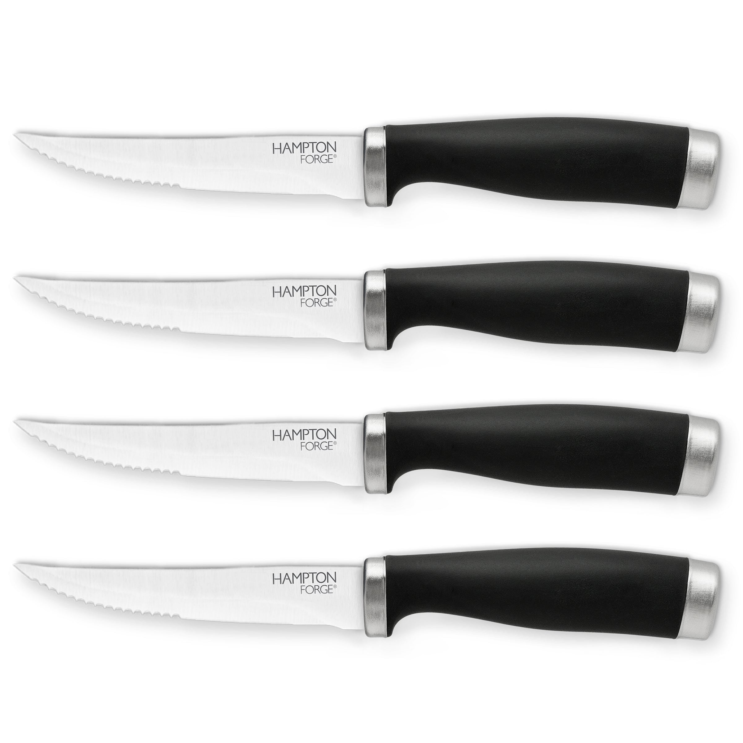 Lot 3x Oneida Stainless 4.5” Steak Knife Serrated Blade Black Handle A3 EUC!