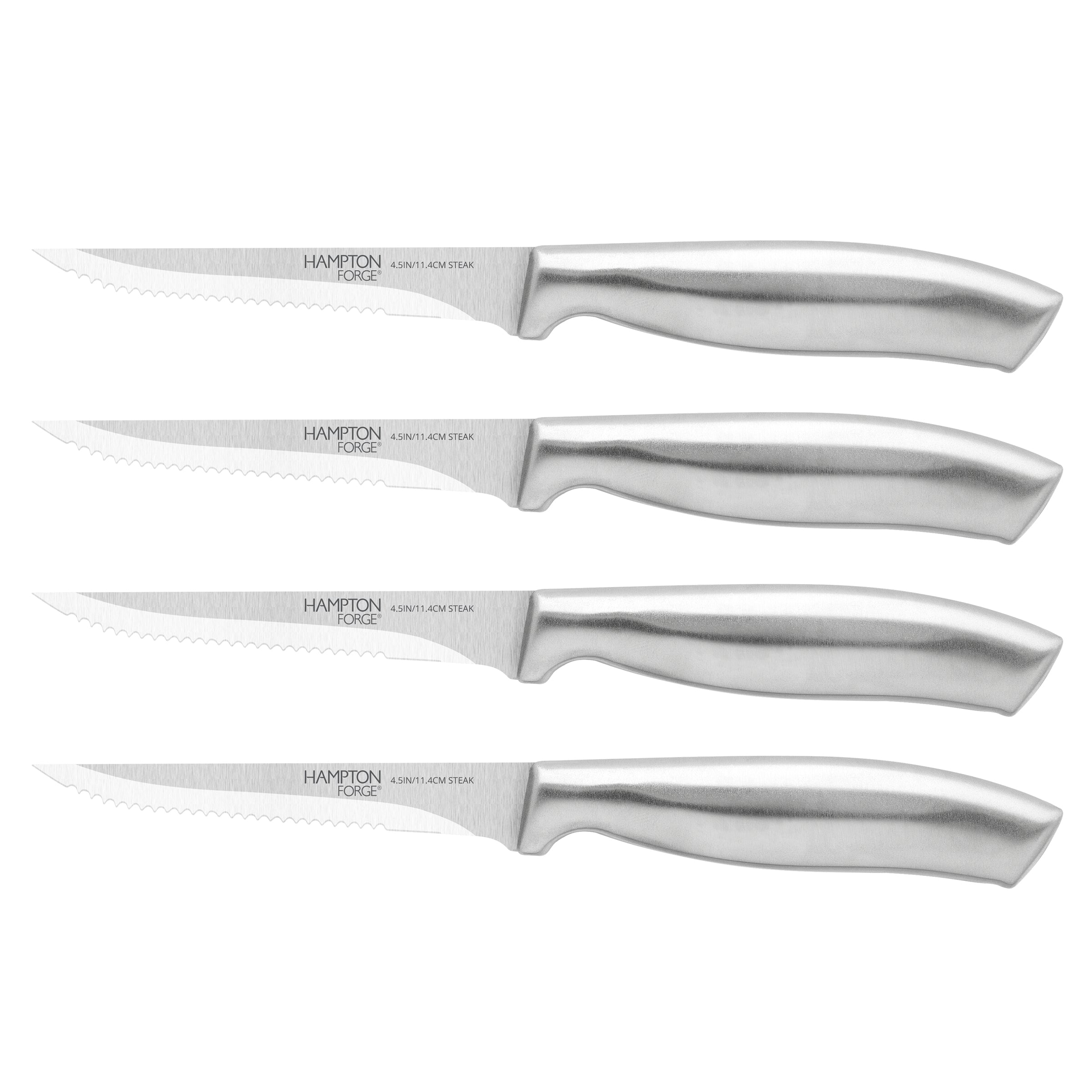4 White Pearlized Plastic Handle Steak Knives 10809
