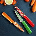 Tomodachi Printed Fruit 3 Piece Paring Knives & Guards