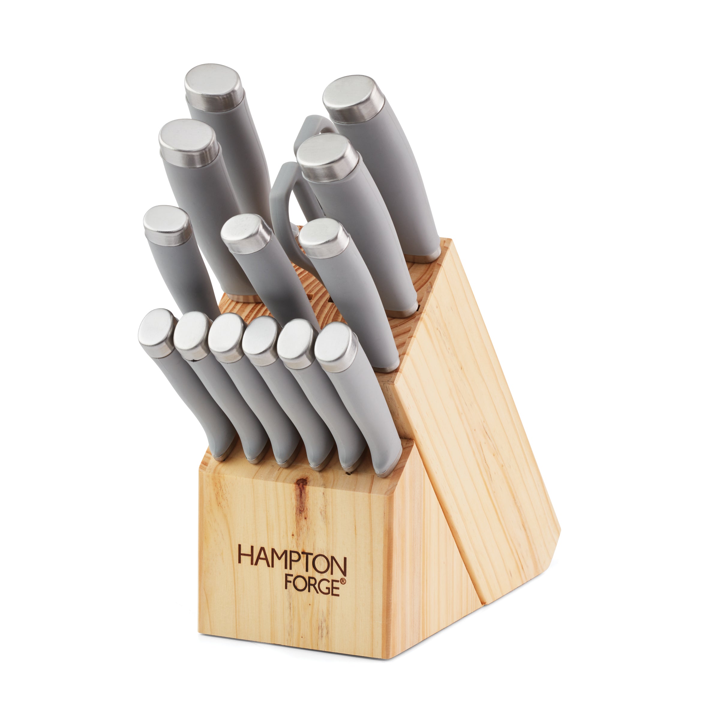Hampton Forge Epicure 17-Piece Stainless Steel Knife Set with Storage Block  in Black HMC01B010B - The Home Depot